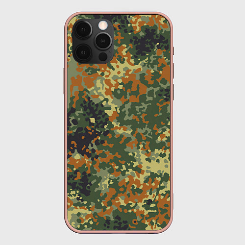 Чехол iPhone 12 Pro Max Камуфляж Бундесвер / 3D-Светло-розовый – фото 1