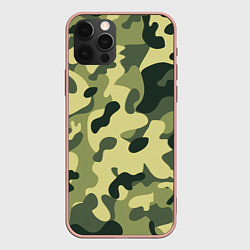 Чехол для iPhone 12 Pro Max Лесной камуфляж, цвет: 3D-светло-розовый