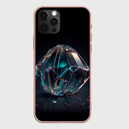 Чехол iPhone 12 Pro Max Камень кристалл во тьме / 3D-Светло-розовый – фото 1