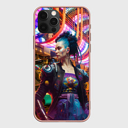 Чехол для iPhone 12 Pro Max Cyberpunk 2077 - neural network, цвет: 3D-светло-розовый