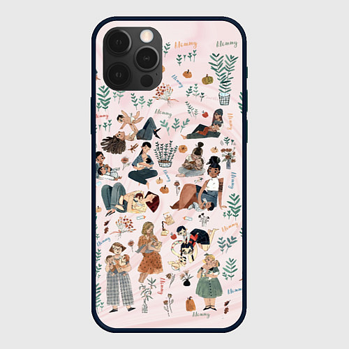 Чехол iPhone 12 Pro Max Гармония материнства - паттерн / 3D-Черный – фото 1