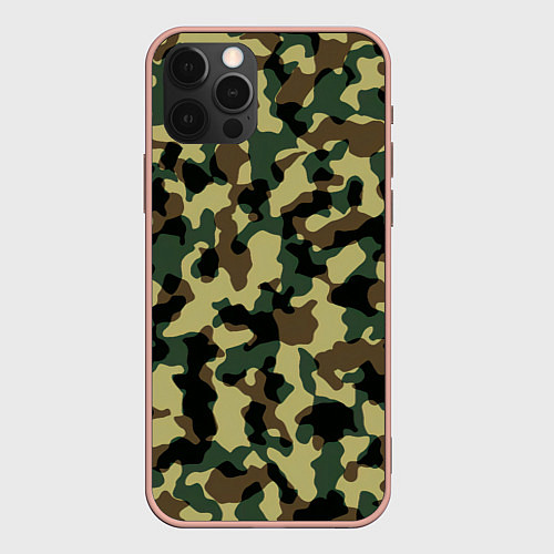 Чехол iPhone 12 Pro Max Военный камуфляж / 3D-Светло-розовый – фото 1