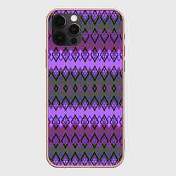 Чехол для iPhone 12 Pro Max Серо-фиолетовый этнический геометрический узор, цвет: 3D-светло-розовый