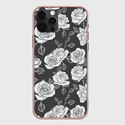 Чехол iPhone 12 Pro Max Нарисованные белые розы