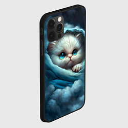 Чехол для iPhone 12 Pro Max Котик в одеяльце в облаках, цвет: 3D-черный — фото 2