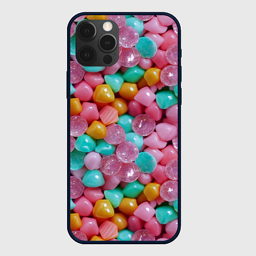 Чехол iPhone 12 Pro Max Конфетные камешки Монпансье / 3D-Черный – фото 1
