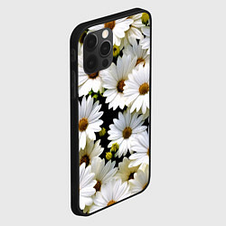 Чехол для iPhone 12 Pro Max Белые цветы ромашки - летний паттерн, цвет: 3D-черный — фото 2