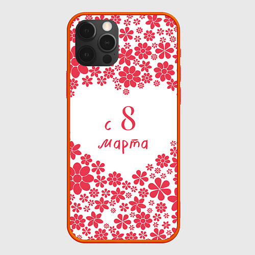Чехол iPhone 12 Pro Max Сердце из цветов на 8 марта / 3D-Красный – фото 1