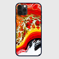 Чехол iPhone 12 Pro Max Брызги краски - красные, оранжевые разводы