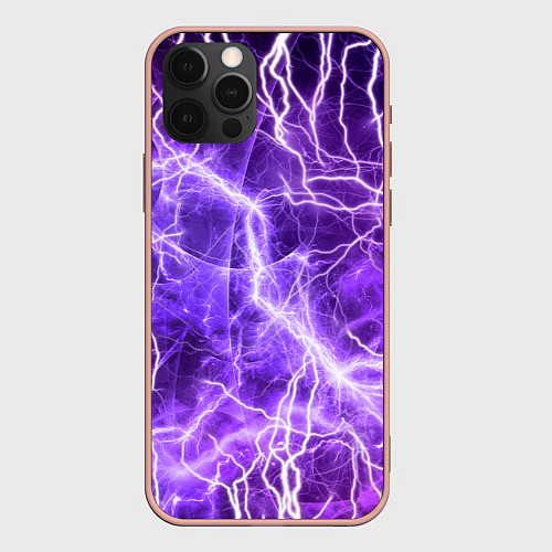 Чехол iPhone 12 Pro Max Текстура молнии, электро / 3D-Светло-розовый – фото 1