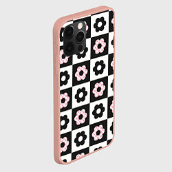 Чехол для iPhone 12 Pro Max Black flower checkers, цвет: 3D-светло-розовый — фото 2