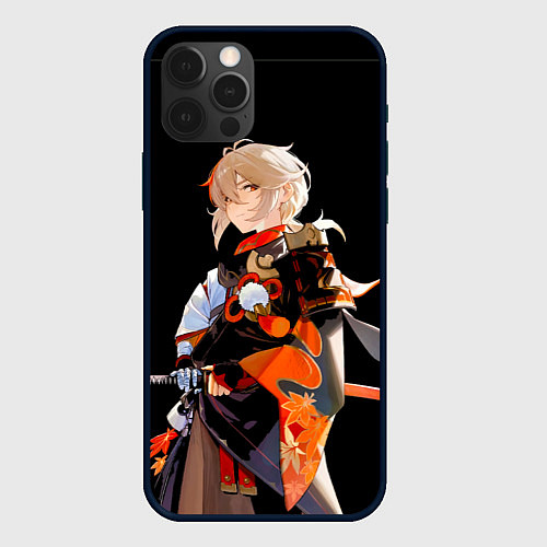 Чехол iPhone 12 Pro Max Казуха с мечом - Genshin Impact / 3D-Черный – фото 1