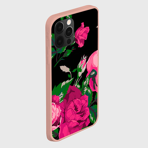 Чехол iPhone 12 Pro Max Шипы и розы / 3D-Светло-розовый – фото 2