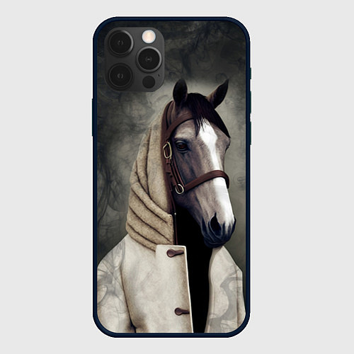 Чехол iPhone 12 Pro Max Конь в пальто в прямом смысле / 3D-Черный – фото 1