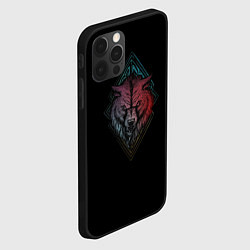 Чехол для iPhone 12 Pro Max Неоновый разноцветный волк, цвет: 3D-черный — фото 2