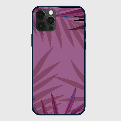 Чехол iPhone 12 Pro Max Розовая пальма / 3D-Черный – фото 1