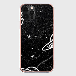 Чехол iPhone 12 Pro Max Черно-белый Сатурн