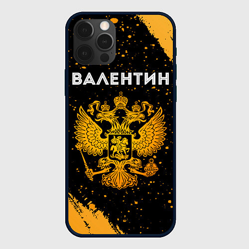 Чехол iPhone 12 Pro Max Валентин и зологой герб РФ / 3D-Черный – фото 1