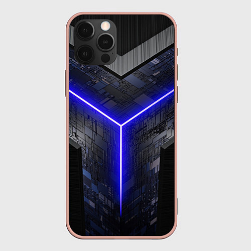 Чехол iPhone 12 Pro Max Лучевая подсветка неон / 3D-Светло-розовый – фото 1
