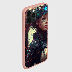 Чехол для iPhone 12 Pro Max Девушка-киберпанк из нейросети, цвет: 3D-светло-розовый — фото 2
