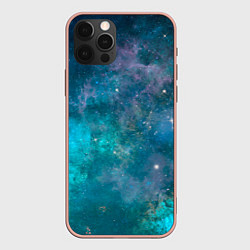 Чехол для iPhone 12 Pro Max Абстрактный светло-синий космос и звёзды, цвет: 3D-светло-розовый