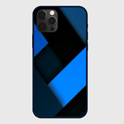 Чехол для iPhone 12 Pro Max Геометрия синие полосы, цвет: 3D-черный