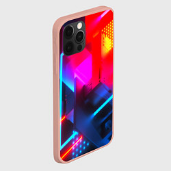Чехол для iPhone 12 Pro Max Neon stripes color, цвет: 3D-светло-розовый — фото 2