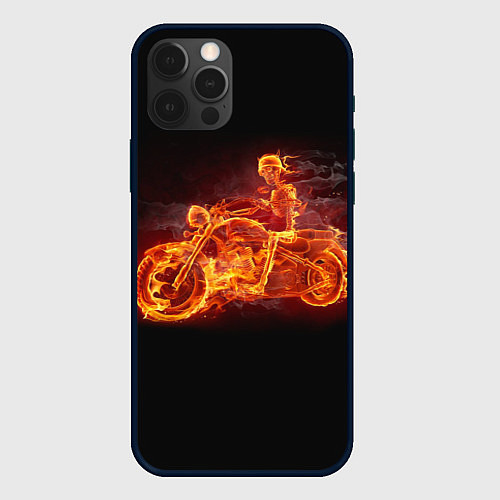 Чехол iPhone 12 Pro Max Скорость байкера на максималках / 3D-Черный – фото 1
