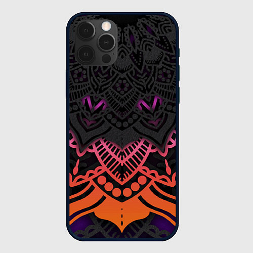 Чехол iPhone 12 Pro Max Цветастый узор / 3D-Черный – фото 1