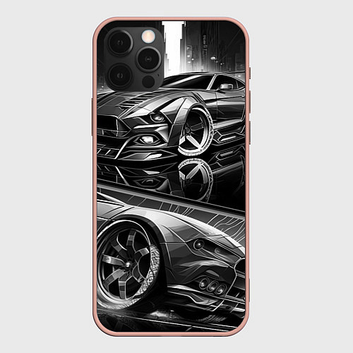 Чехол iPhone 12 Pro Max Мустанг night knight / 3D-Светло-розовый – фото 1