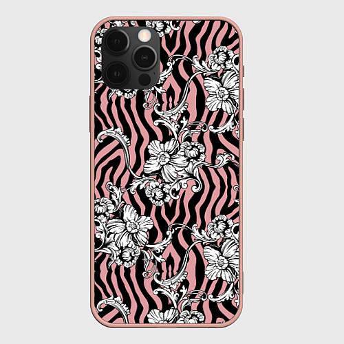 Чехол iPhone 12 Pro Max Floral pattern - vanguard / 3D-Светло-розовый – фото 1