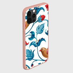 Чехол для iPhone 12 Pro Max Узоры и птицы, цвет: 3D-светло-розовый — фото 2