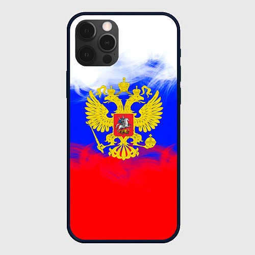 Чехол iPhone 12 Pro Max Russia флаг герб / 3D-Черный – фото 1