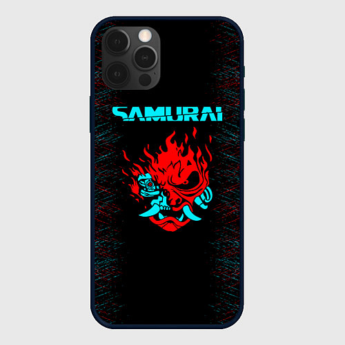 Чехол iPhone 12 Pro Max Сyberpunk 2077 samurai neon / 3D-Черный – фото 1