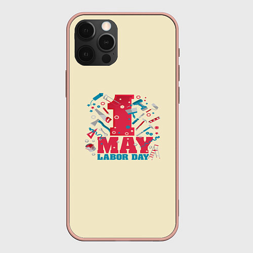 Чехол iPhone 12 Pro Max 1 мая - праздник труда / 3D-Светло-розовый – фото 1