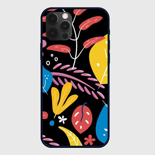 Чехол iPhone 12 Pro Max Красочная цветочная композиция / 3D-Черный – фото 1