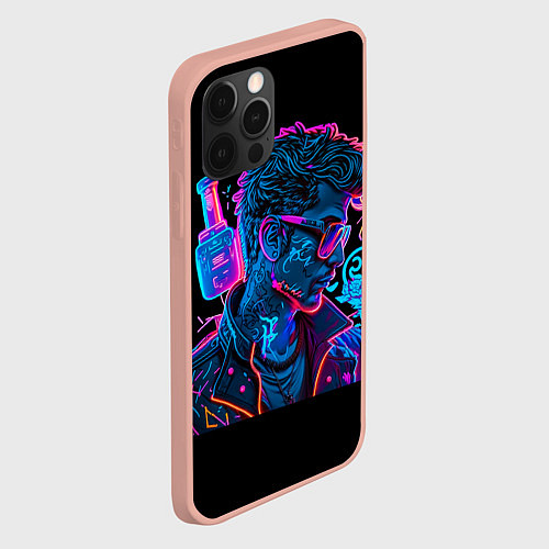 Чехол iPhone 12 Pro Max Парень в неоновых очках / 3D-Светло-розовый – фото 2