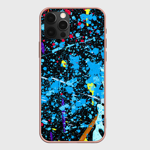 Чехол iPhone 12 Pro Max Брызги краски на холсте / 3D-Светло-розовый – фото 1