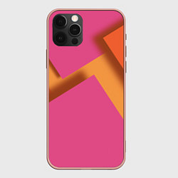 Чехол для iPhone 12 Pro Max Геометрические абстрактные соединения пластин, цвет: 3D-светло-розовый