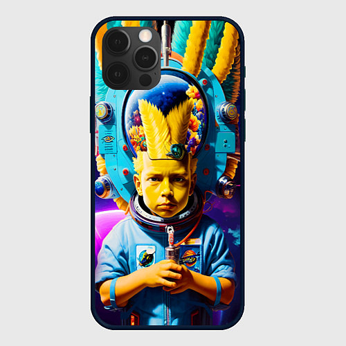 Чехол iPhone 12 Pro Max Барт Симпсон в космосе - фантазия / 3D-Черный – фото 1