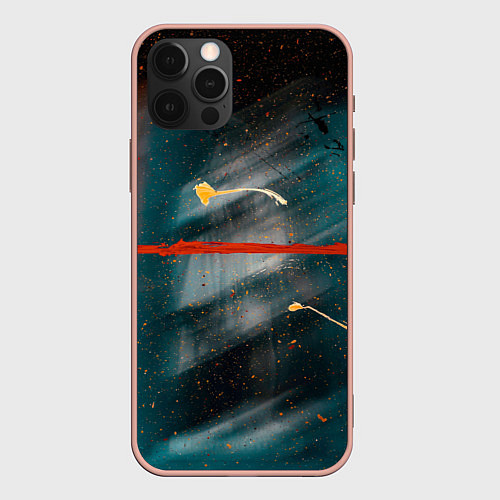 Чехол iPhone 12 Pro Max Расплывчатые силуэты и краски / 3D-Светло-розовый – фото 1