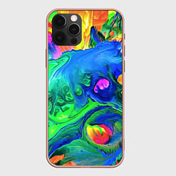 Чехол для iPhone 12 Pro Max Яркие всплески краски - импрессионизм, цвет: 3D-светло-розовый