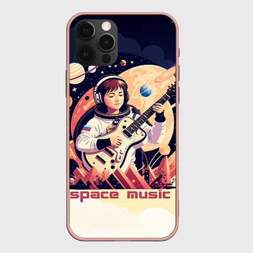 Чехол iPhone 12 Pro Max Space music / 3D-Светло-розовый – фото 1