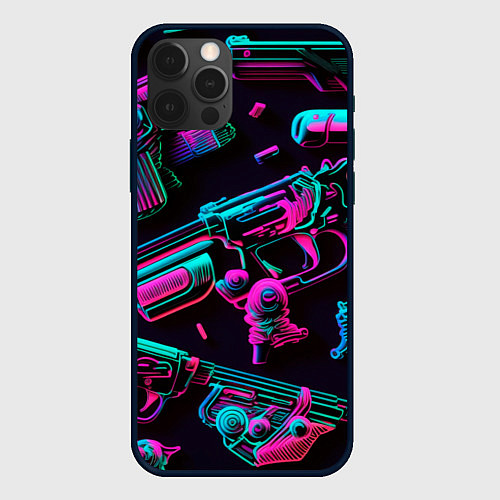 Чехол iPhone 12 Pro Max Неоновый пистолет / 3D-Черный – фото 1