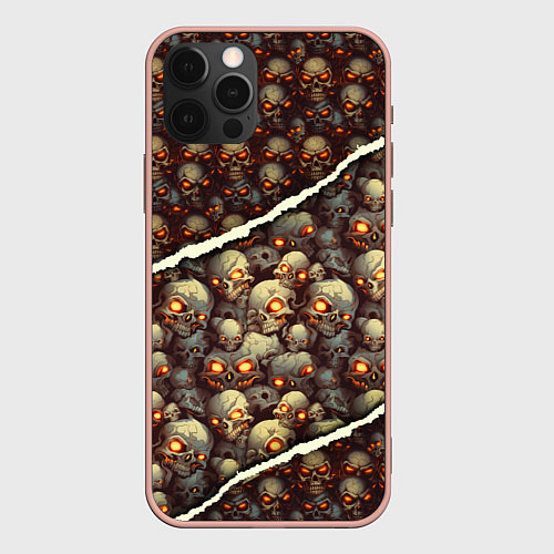 Чехол iPhone 12 Pro Max Россыпь черепков / 3D-Светло-розовый – фото 1