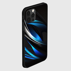 Чехол для iPhone 12 Pro Max Абстрактные синие и белые линии на черном фоне, цвет: 3D-черный — фото 2