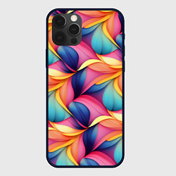 Чехол для iPhone 12 Pro Max Абстрактные цветы в узоре, цвет: 3D-черный