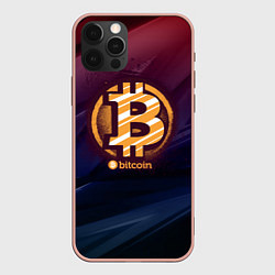 Чехол для iPhone 12 Pro Max Биткоин монетка, цвет: 3D-светло-розовый