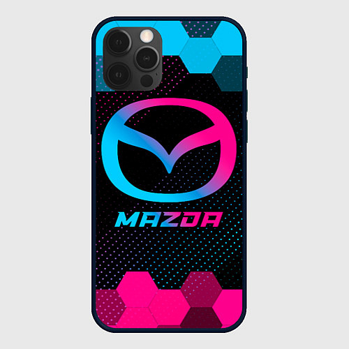 Чехол iPhone 12 Pro Max Mazda - neon gradient / 3D-Черный – фото 1