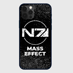 Чехол iPhone 12 Pro Max Mass Effect с потертостями на темном фоне